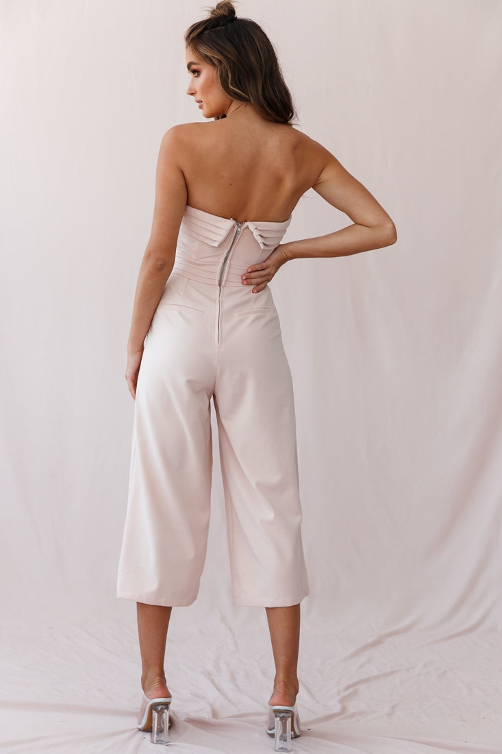 Chosen Strapless Wide Leg Jumpsuit Nude Pink