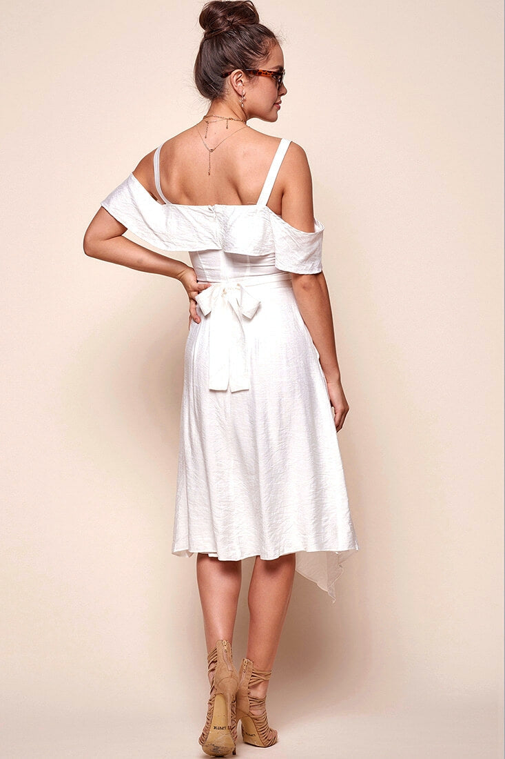 Adali Flowy Summer Midi Dress White