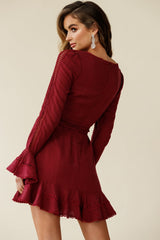 Aspley Flare Cuff Waist Tie Dress Antique Rose