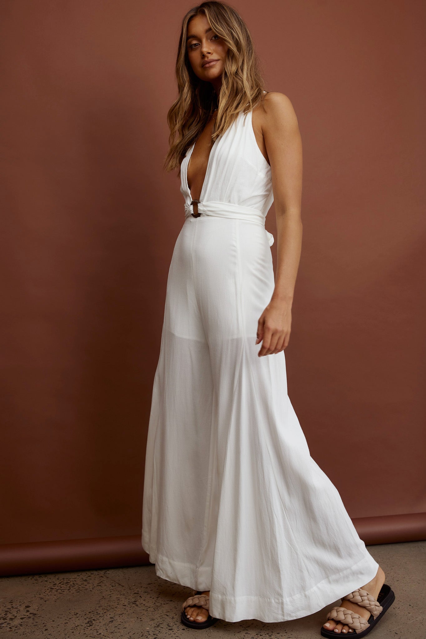 Franklin Halterneck Jumpsuit White