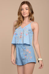 Aranza Chambray Shorts Blue