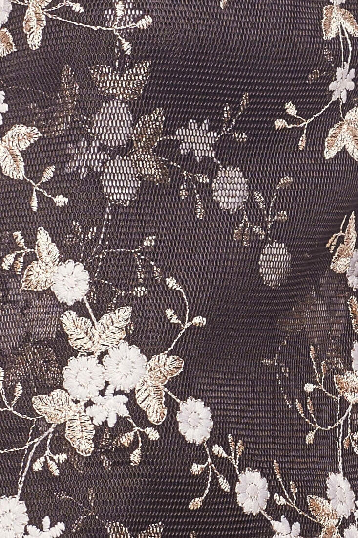 Bri Mesh Overlay Mesh Holiday Skirt Black