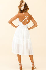 Laney Low Back Cami Strap Midi Dress White