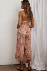Corrie Gathered Bodice Jumpsuit Floral Apricot