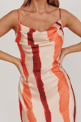 Blondine Cowl Bust Split Maxi Dress Peach