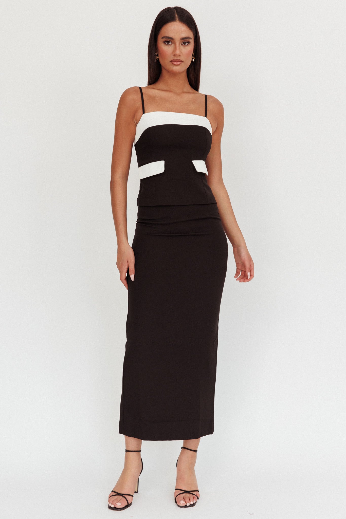 Switched On Column Maxi Skirt Black