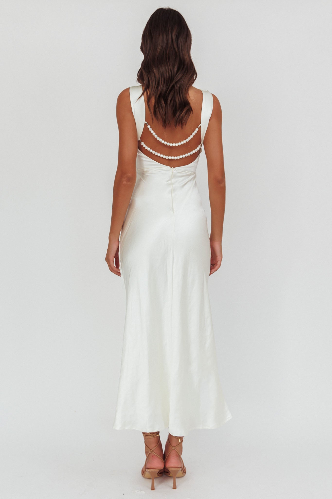 Helsi Pearl Back Midi Dress White