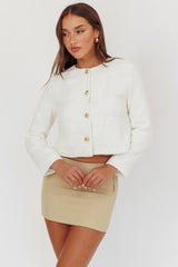 Beverly Hills Cropped Jacket Tweed White
