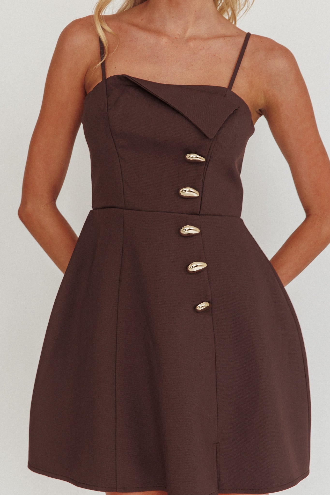 Captivated Button Feature Mini Dress Coco