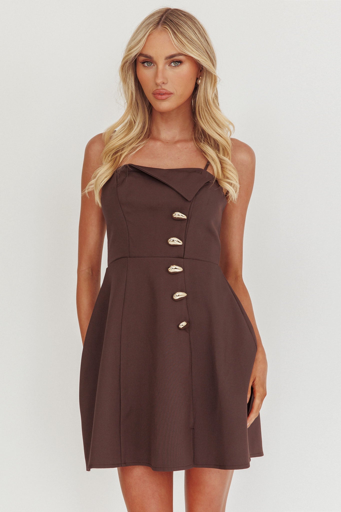 Captivated Button Feature Mini Dress Coco