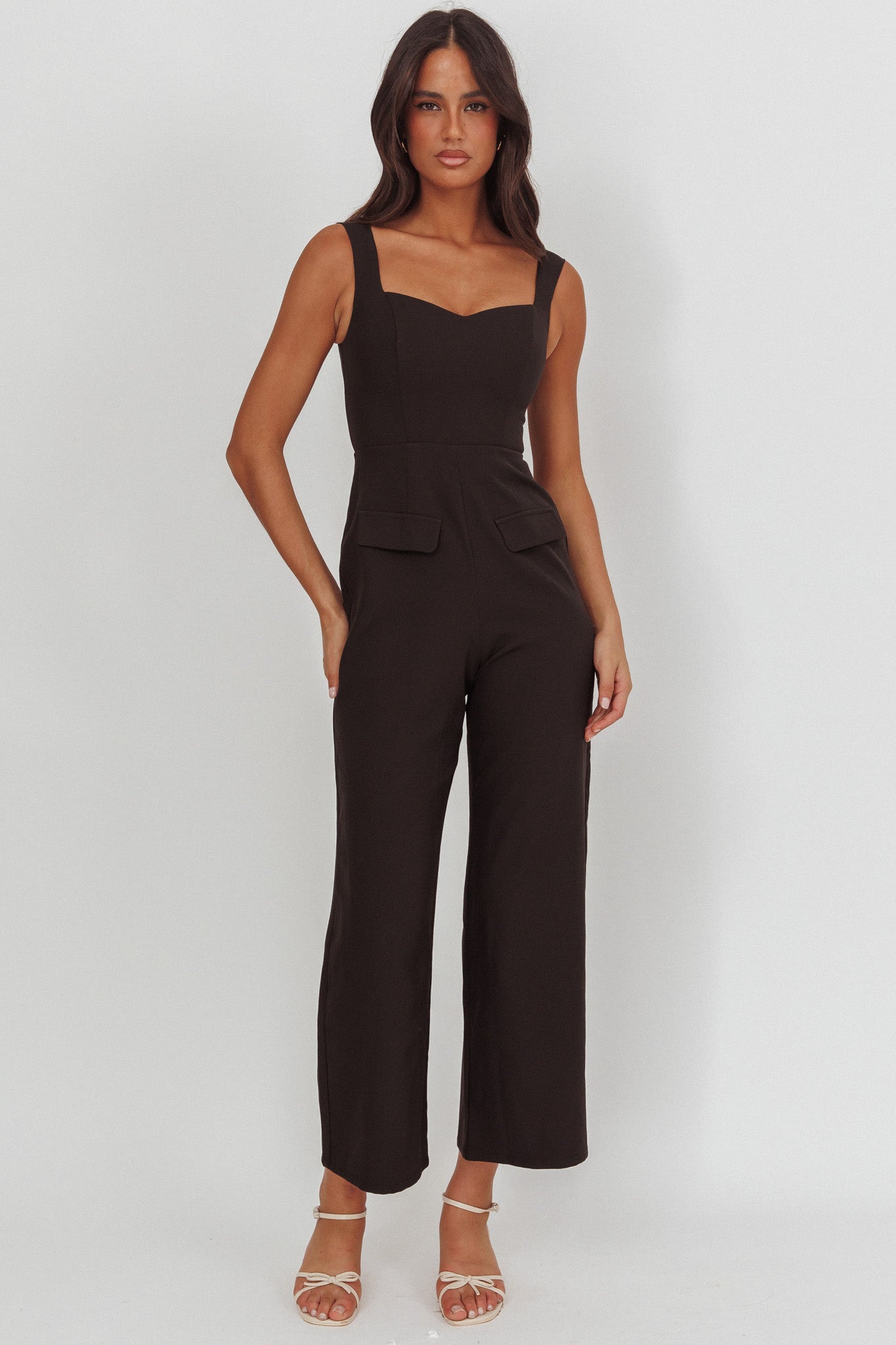 Atheena Faux Pocket Jumpsuit Black