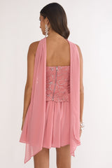 Sunset Serenade Elasticated Waist Mini Skirt Rose