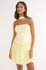 Sunset Serenade Elasticated Waist Mini Skirt Yellow