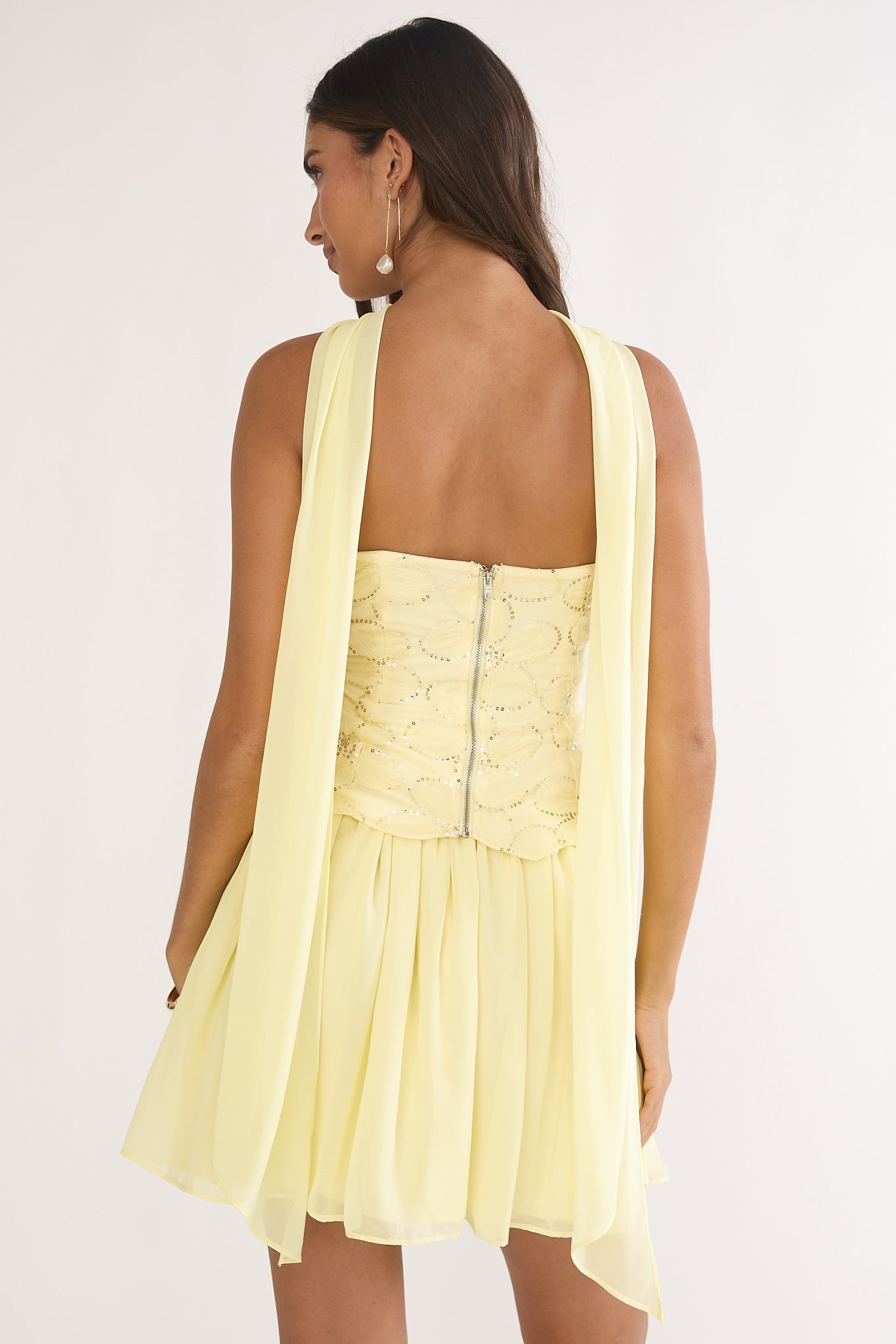 Sunset Serenade Elasticated Waist Mini Skirt Yellow