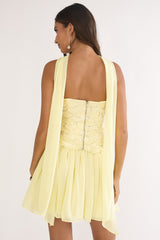 Sunset Serenade Elasticated Waist Mini Skirt Yellow