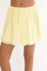 Sunset Serenade Elasticated Waist Mini Skirt Yellow