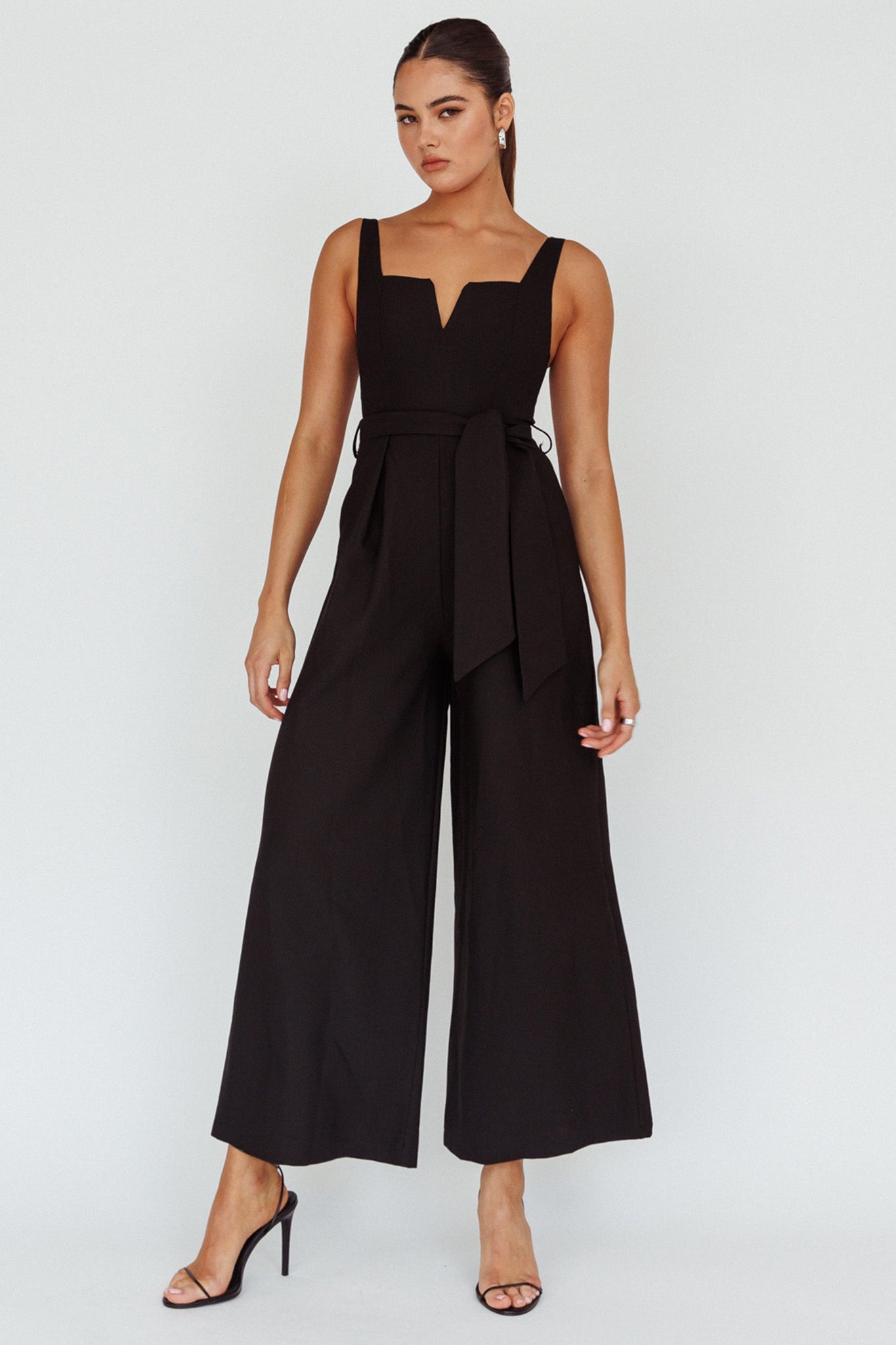 Colleen Waist Tie Jumpsuit Black