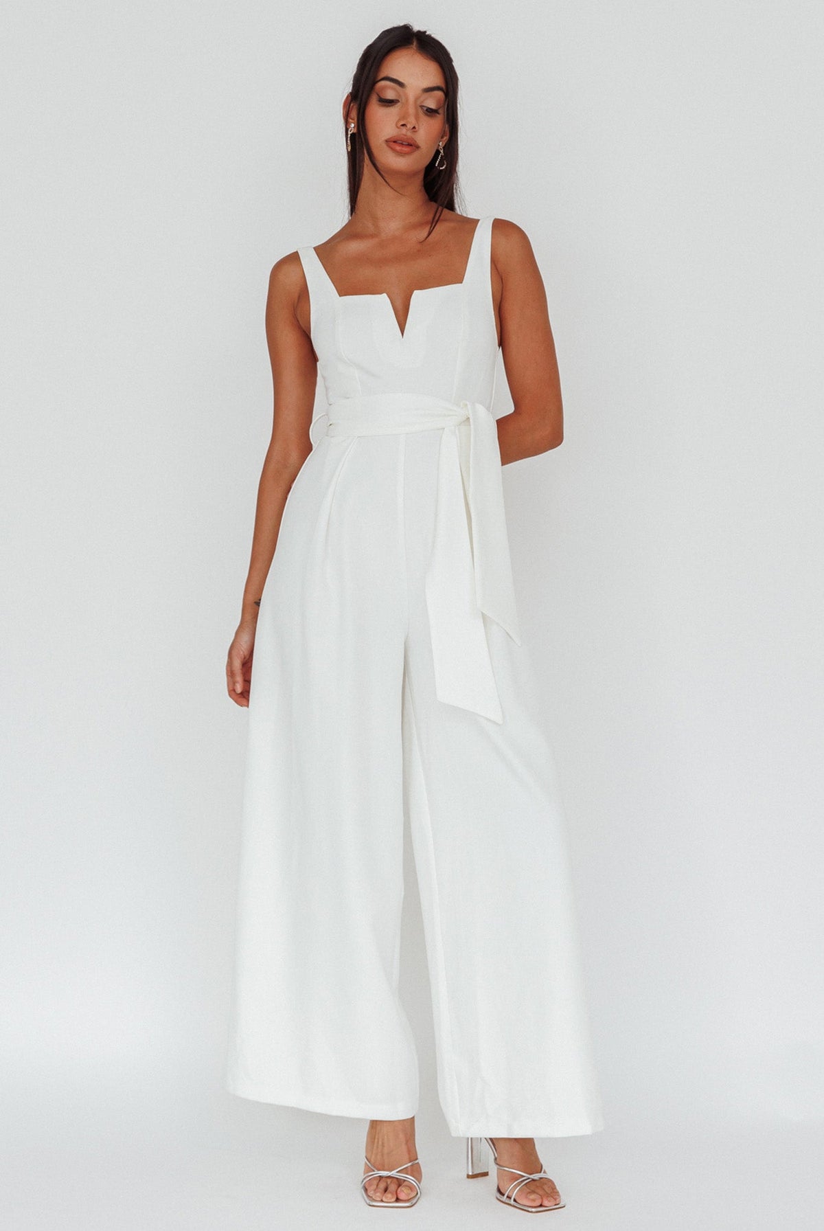 Colleen Waist Tie Jumpsuit White
