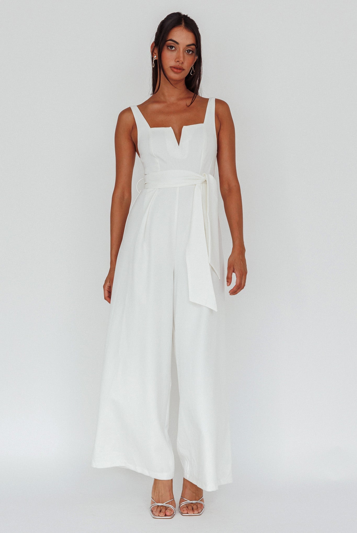 Colleen Waist Tie Jumpsuit White