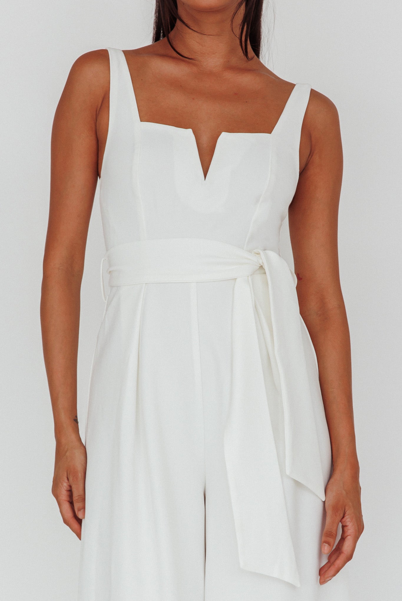 Colleen Waist Tie Jumpsuit White