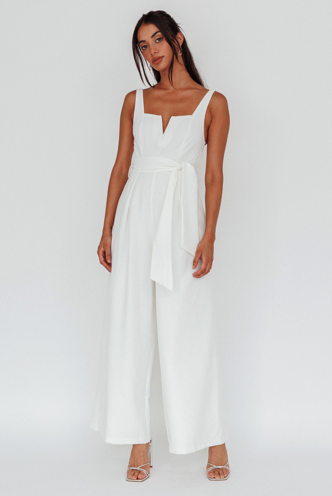 Colleen Waist Tie Jumpsuit White