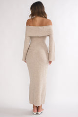 Arwyn Foldover Off-Shoulder Knit Maxi Dress Quinoa