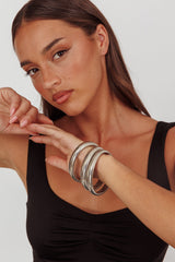 Oliver Stretch Bangles Set Dark Silver