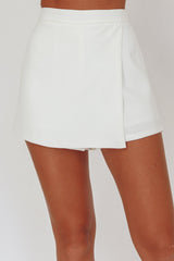 Adalis High Waist Wrap Front Shorts Off White