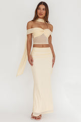 All The Lights Ruched Midi Skirt Cream