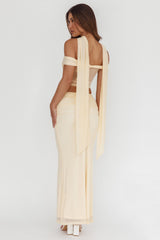 All The Lights Ruched Midi Skirt Cream