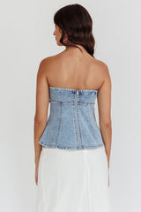 Cathlin Strapless Top Denim Blue