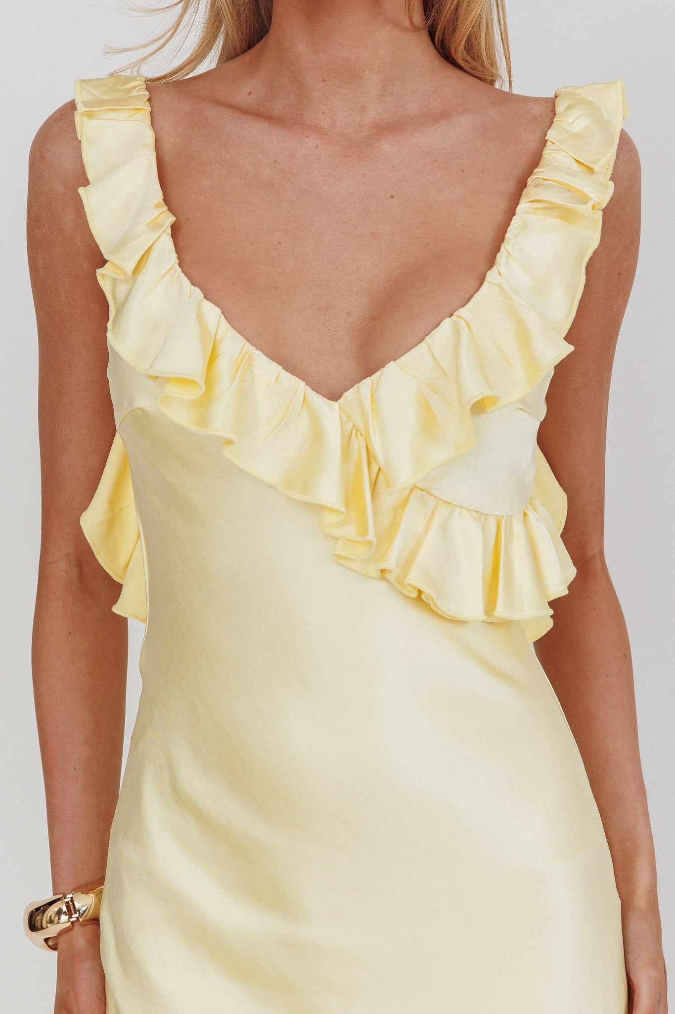 Alba Frill & Lace Trim Maxi Dress Butter
