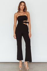 Glisten Cut-Out Buckle Waist Jumpsuit Black