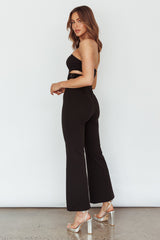 Glisten Cut-Out Buckle Waist Jumpsuit Black