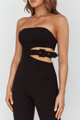 Glisten Cut-Out Buckle Waist Jumpsuit Black