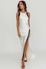 Flying High Lace Trim Maxi Dress Oyster