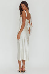 Carmel Shoulder Sash Midi Dress Oyster
