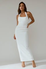 Fire Of Stars Halterneck Bodycon Maxi Dress White