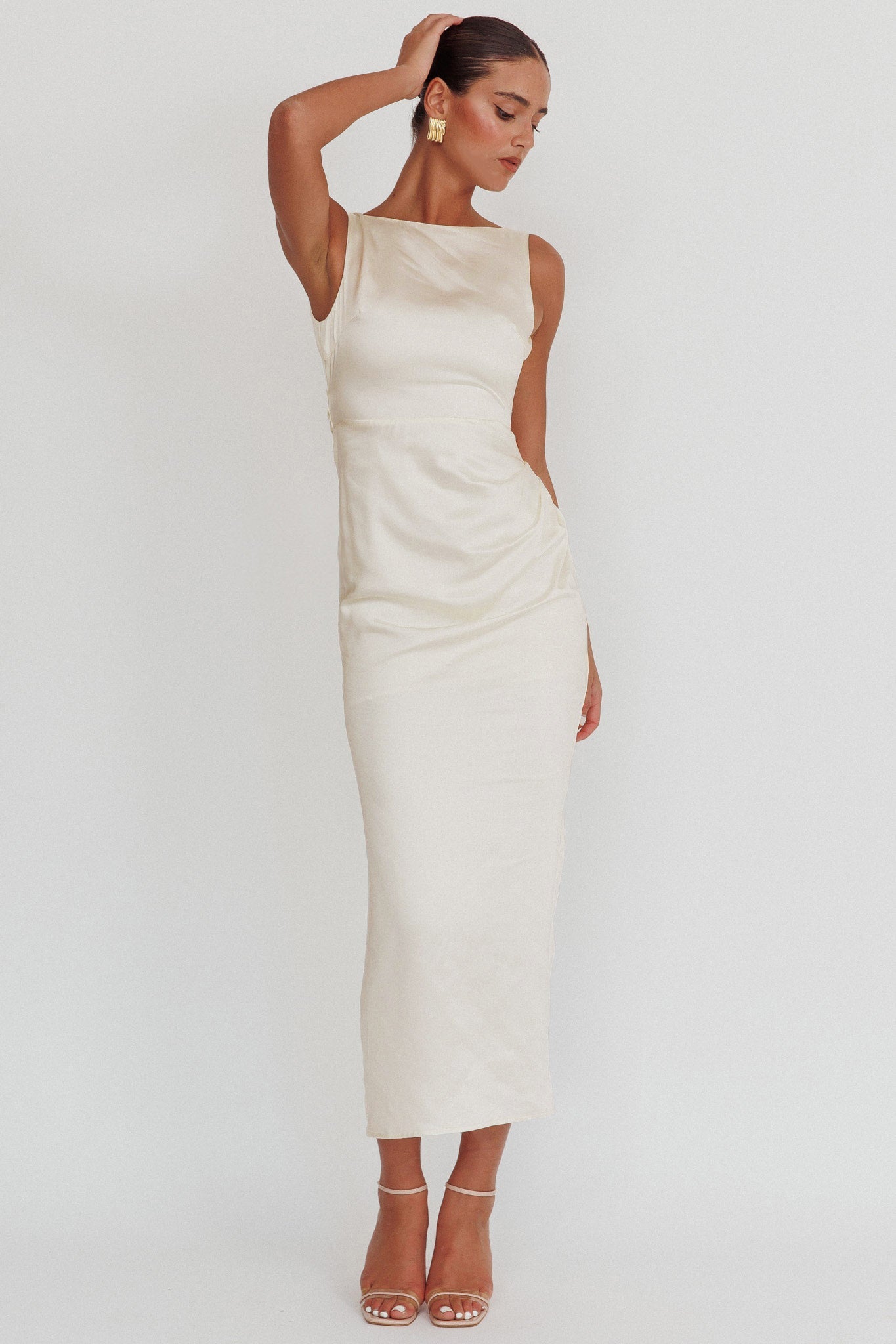 Leila Boat Neck Maxi Dress Ivory