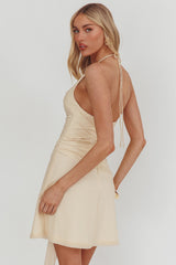 Belize Nights Ruffle Trim Halter Neckline Mini Dress Butter