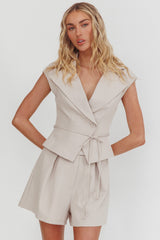 Galisse Wide Leg Shorts Cream