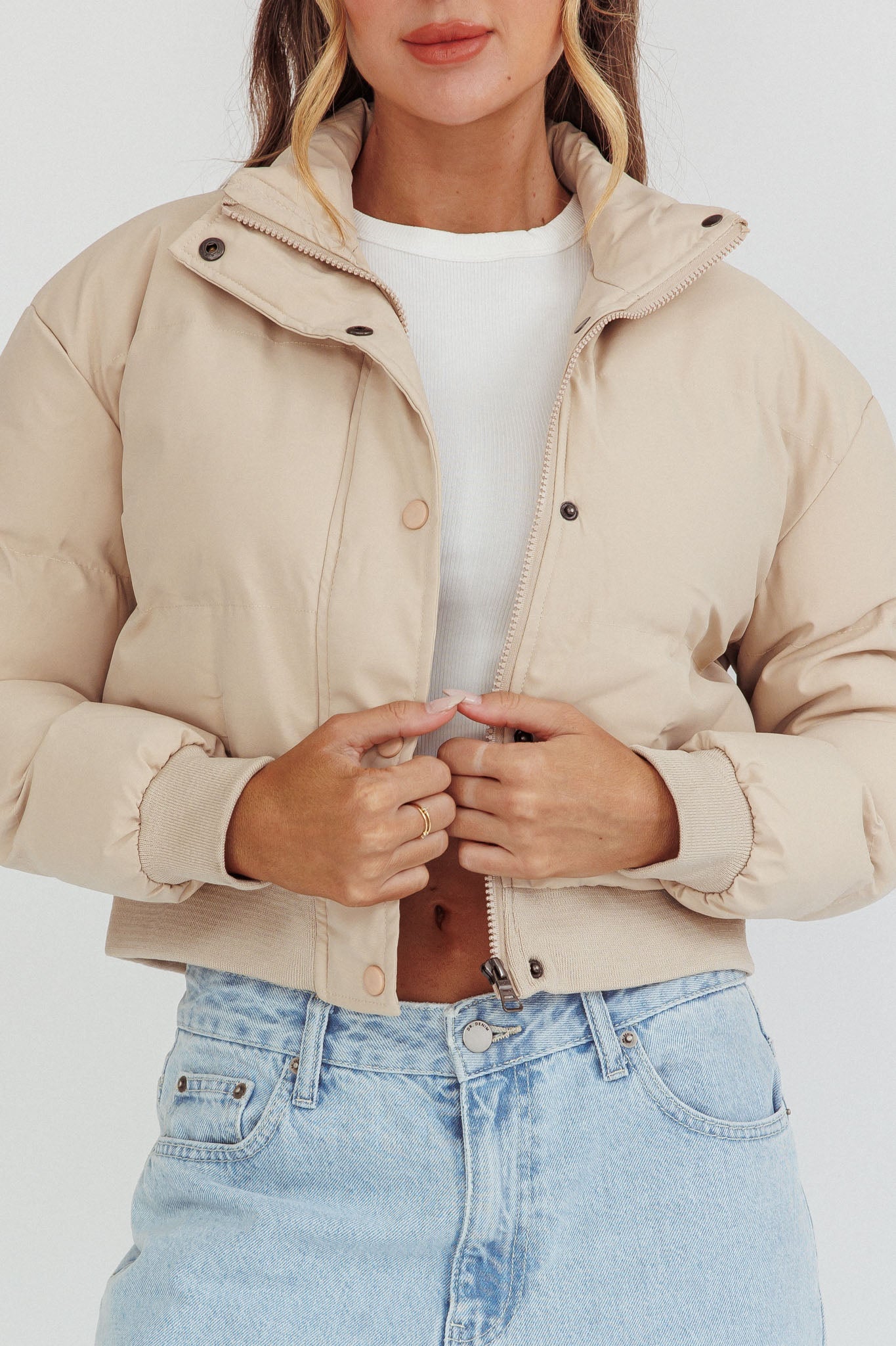 Infatuation Cropped Puffer Jacket White