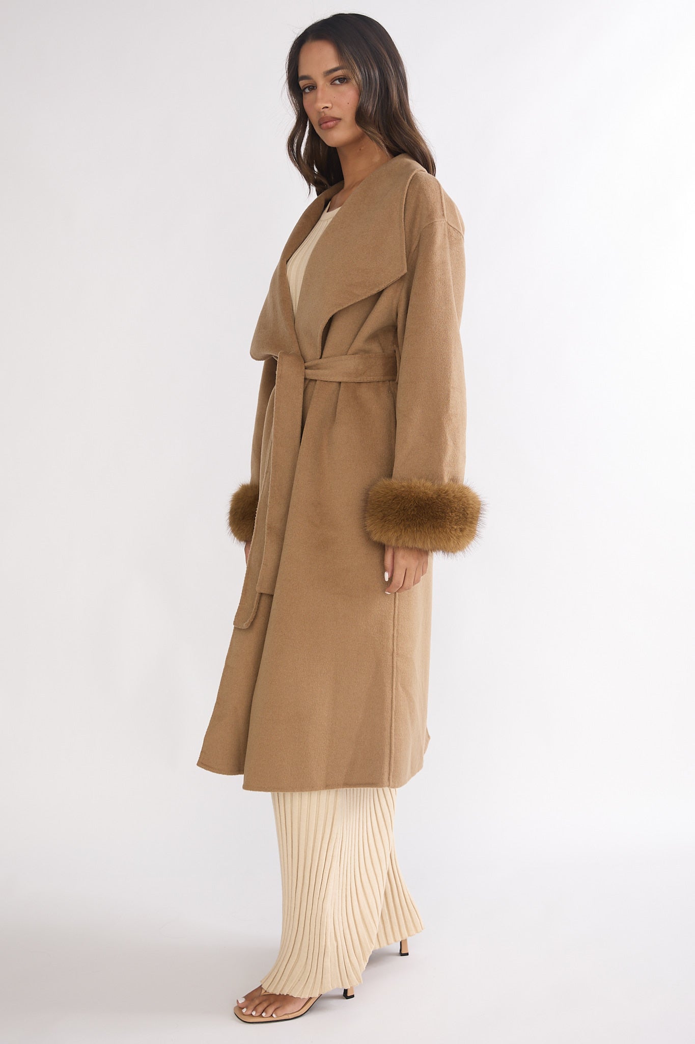 Zannora Faux Fur Coat Camel