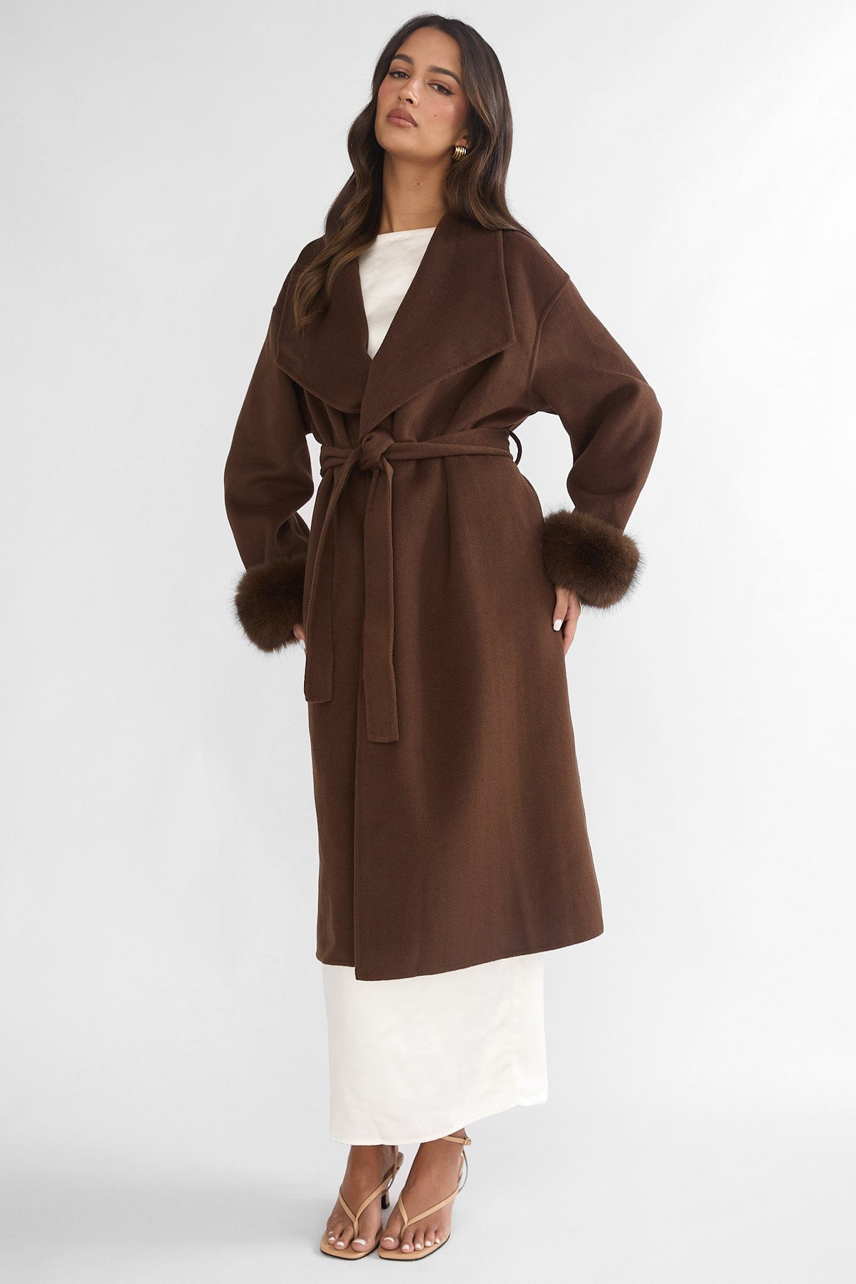 Zannora Faux Fur Coat Chocolate