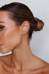 April Diamante Drop Hoop Earrings Teal