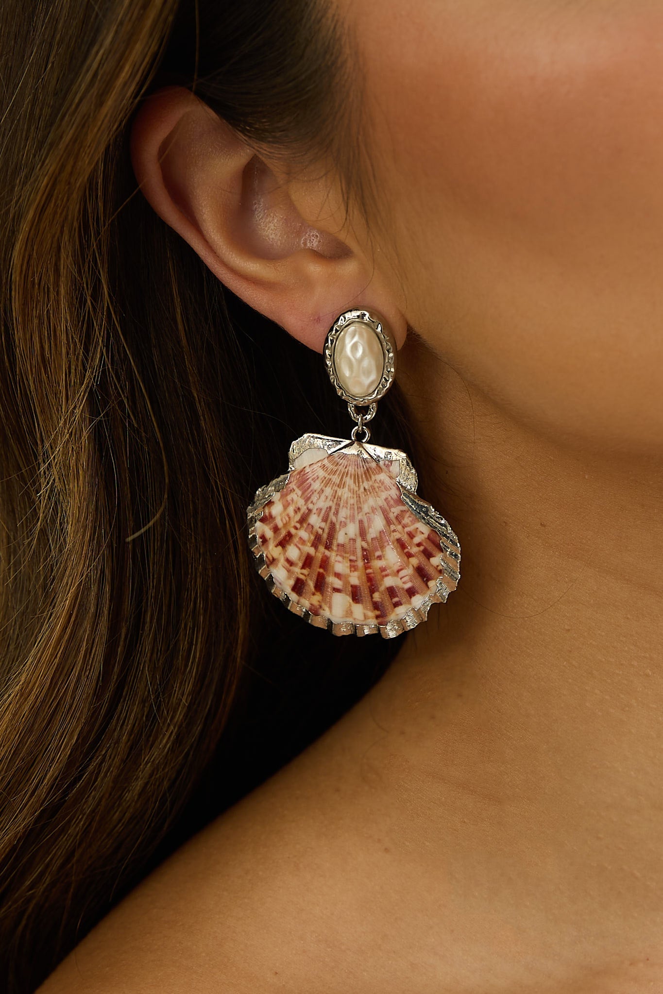 Dusti Pearl Drop Earrings Pink Shell