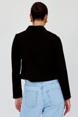 Marsha Button Front Crop Jacket Black