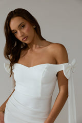Have Faith Off-Shoulder Bow Sleeve Maxi Dress White