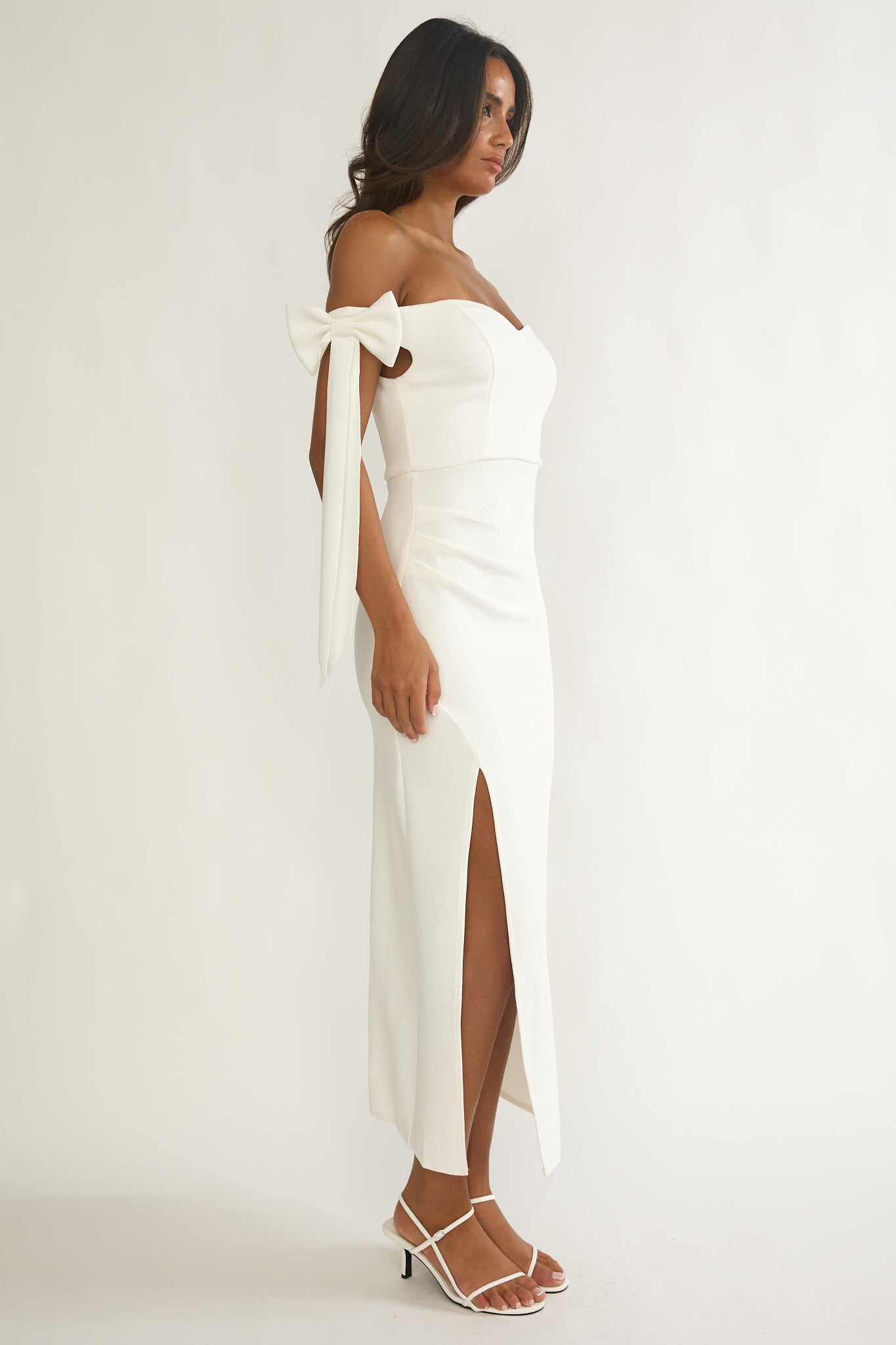 Have Faith Off-Shoulder Bow Sleeve Maxi Dress White