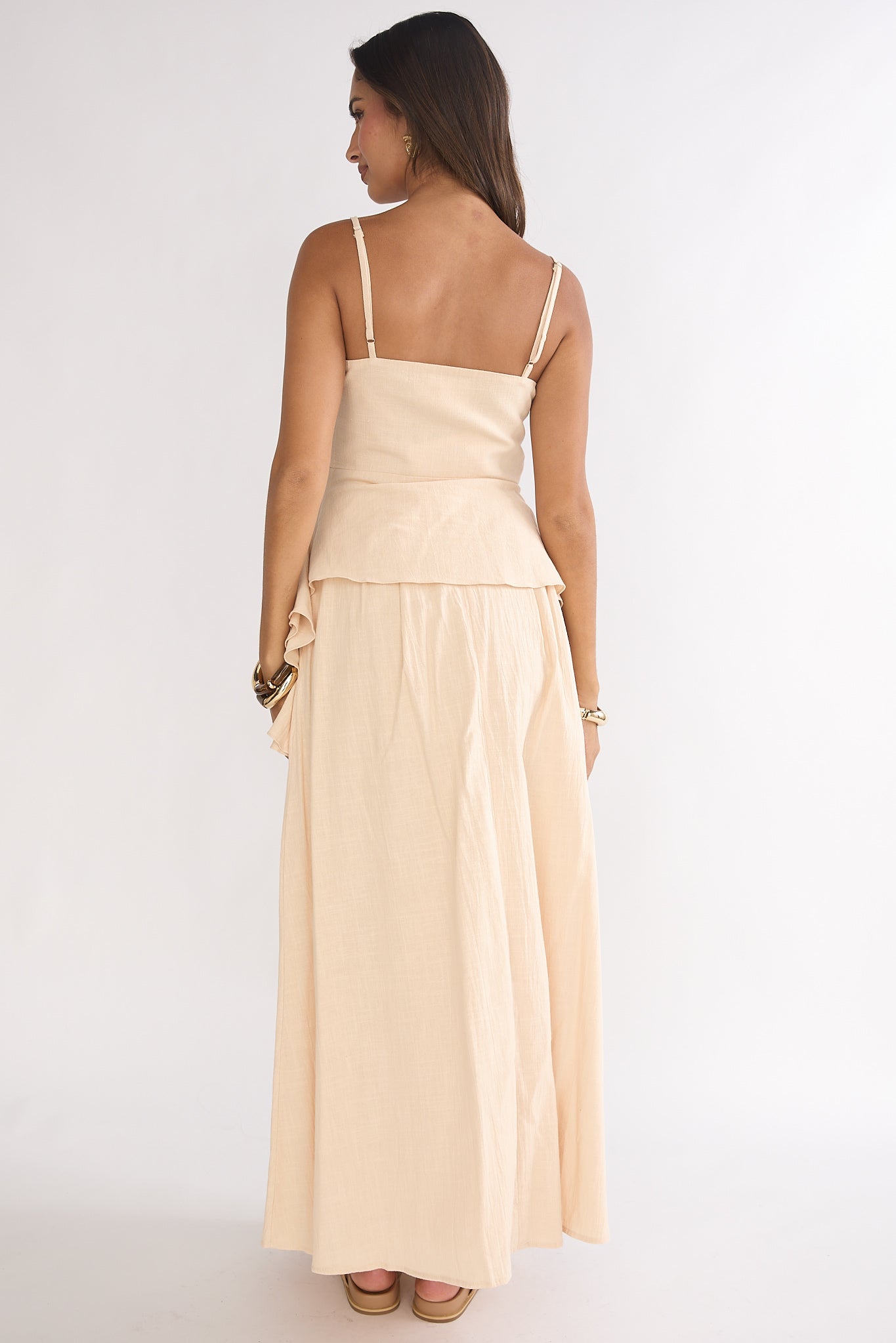 Riviera Romance Pleat Maxi Skirt Cream